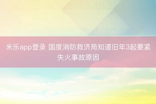 米乐app登录 国度消防救济局知道旧年3起要紧失火事故原因